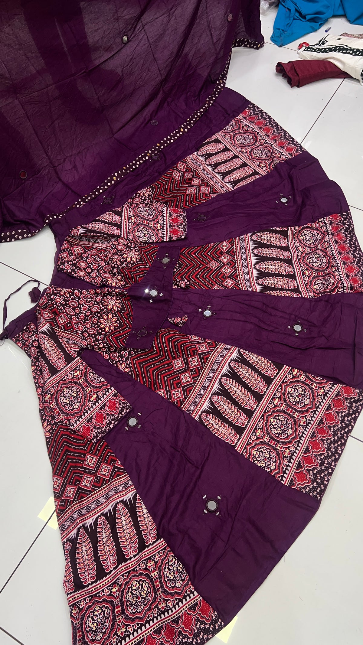 Heavy Ajrak Kali Lehnga Blouse Set