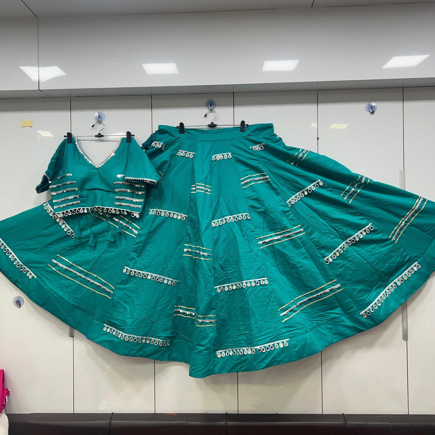 Dupatta Offer, Heavy Original Mirror Lehenga, Blouse and Dupatta  Set