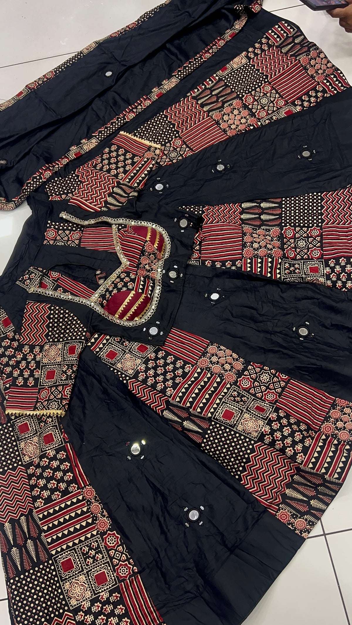 Ajrak Heavy Mirror work Lehnga set