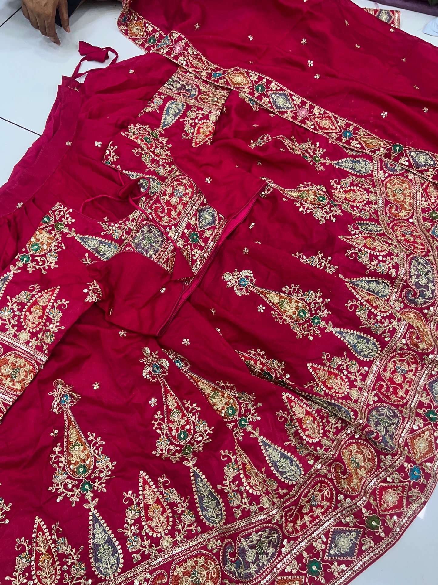 6mtr flair Multy silk Heavy Worked Lehnga Blouse And Duppata set