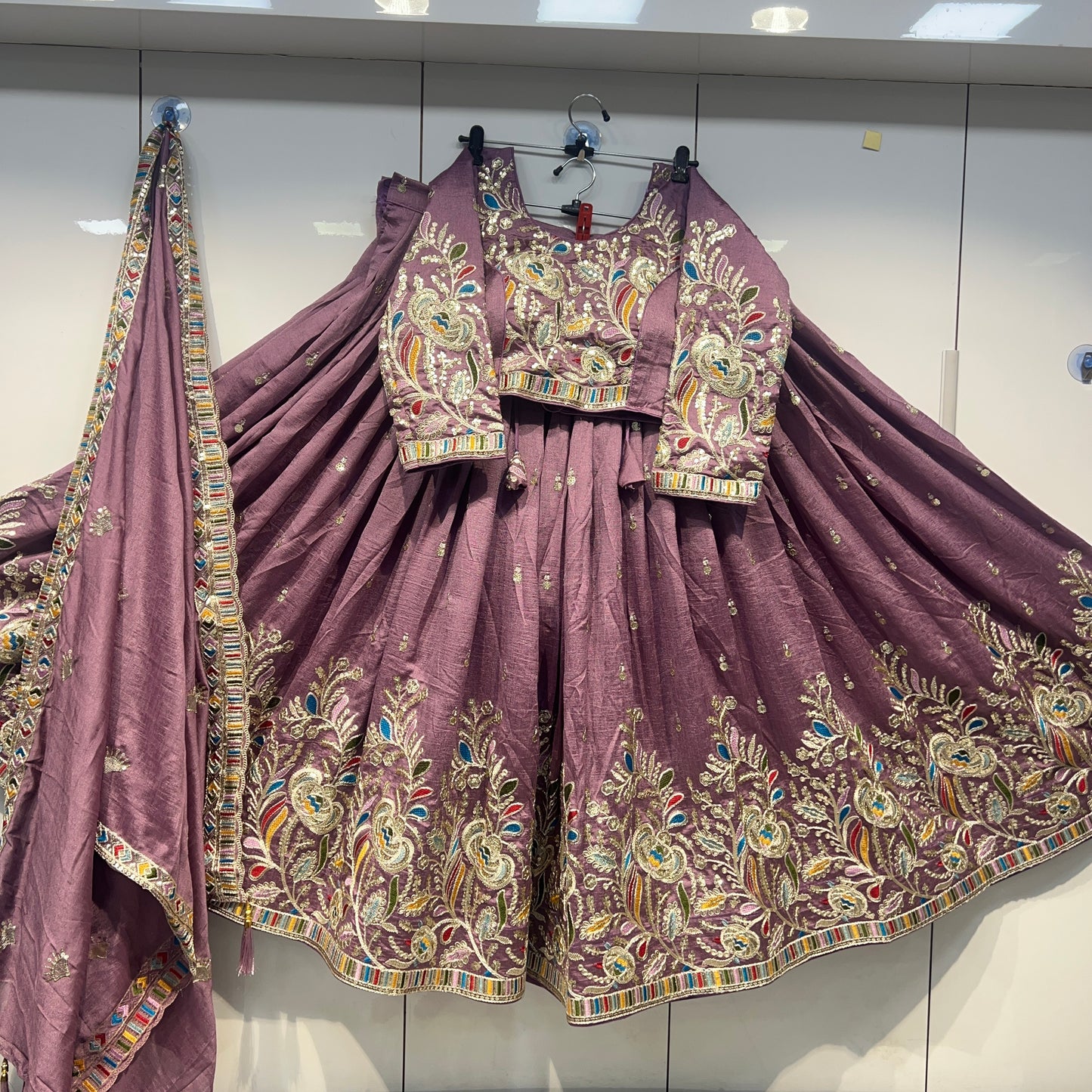 6mtr flair Pannel intricate embroidery worked Lehnga set