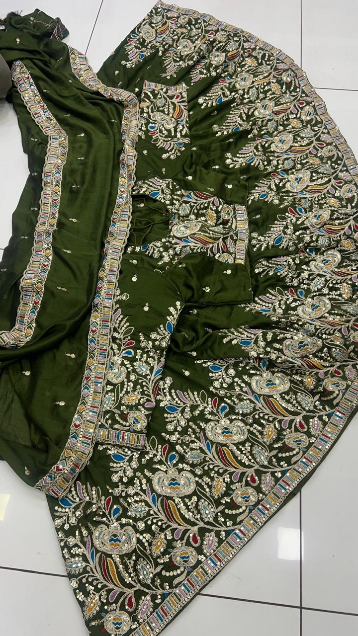 Special Offer 6 Mtr Gher Heavy embroidery design lehenga