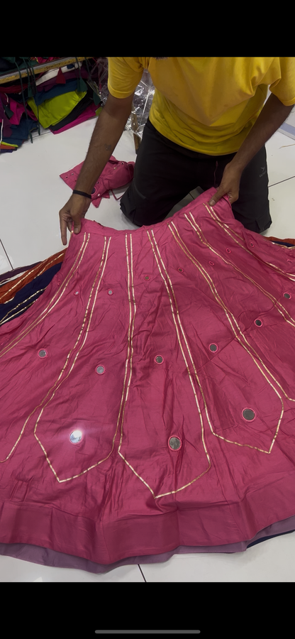 Offer 999rs few pcs left Heavy Lotus Gota Mirror work Lehnga Blouse Set