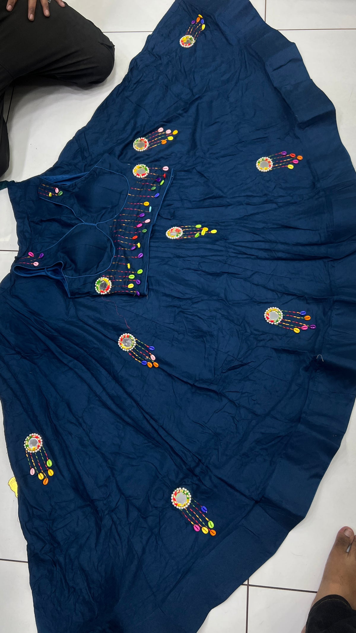 Heavy Handwork Moto Mirror Lehnga Blouse set