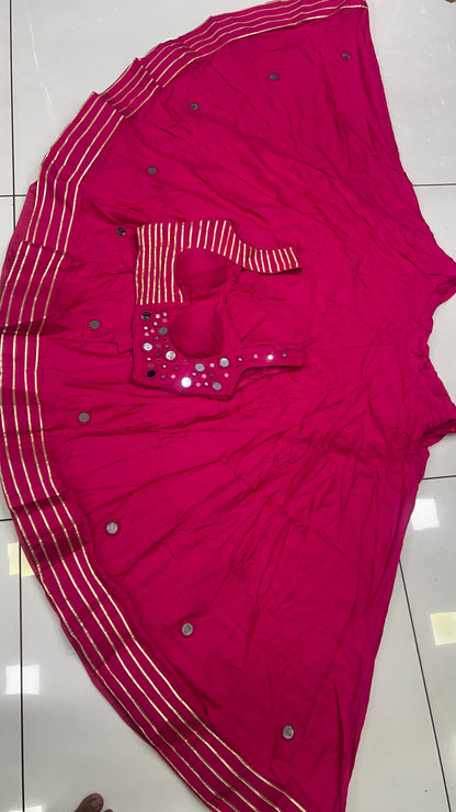 8Mtr Flair Heavy Mirror Designer Blouse And 20Kali Lehnga Set