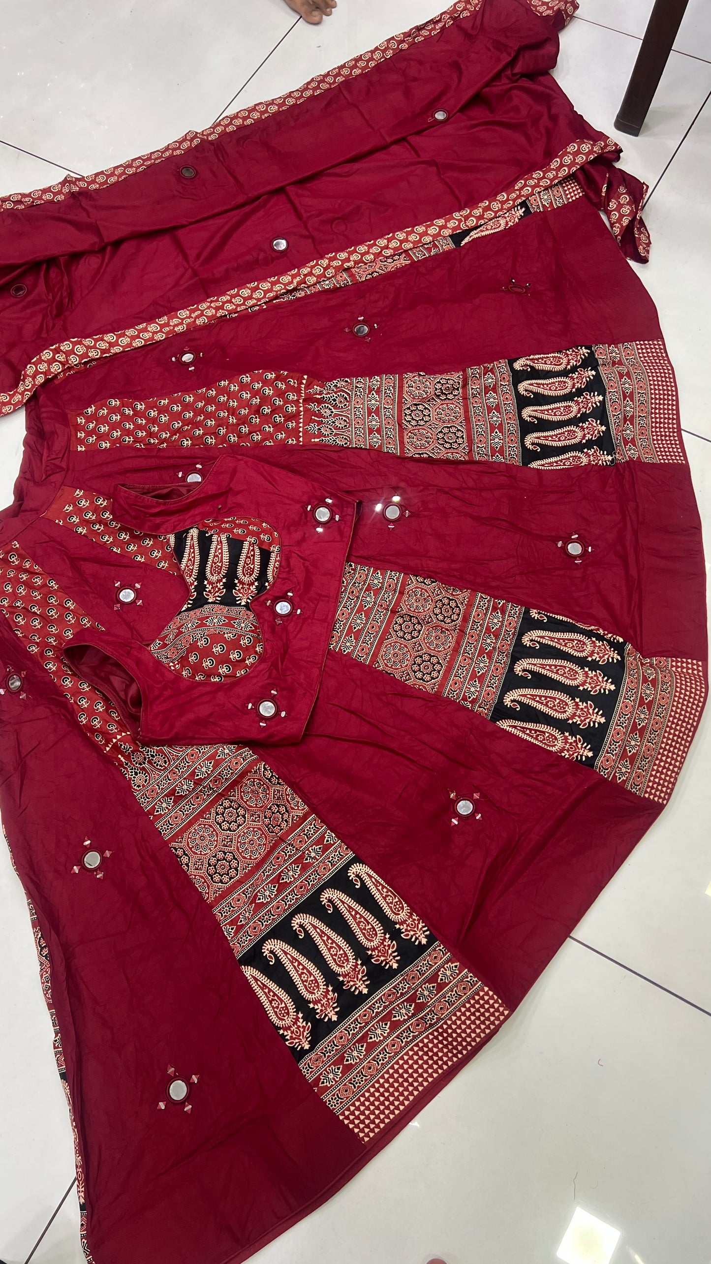 Ajrak Mirror Heavy Lehnga Blouse Duppata Set