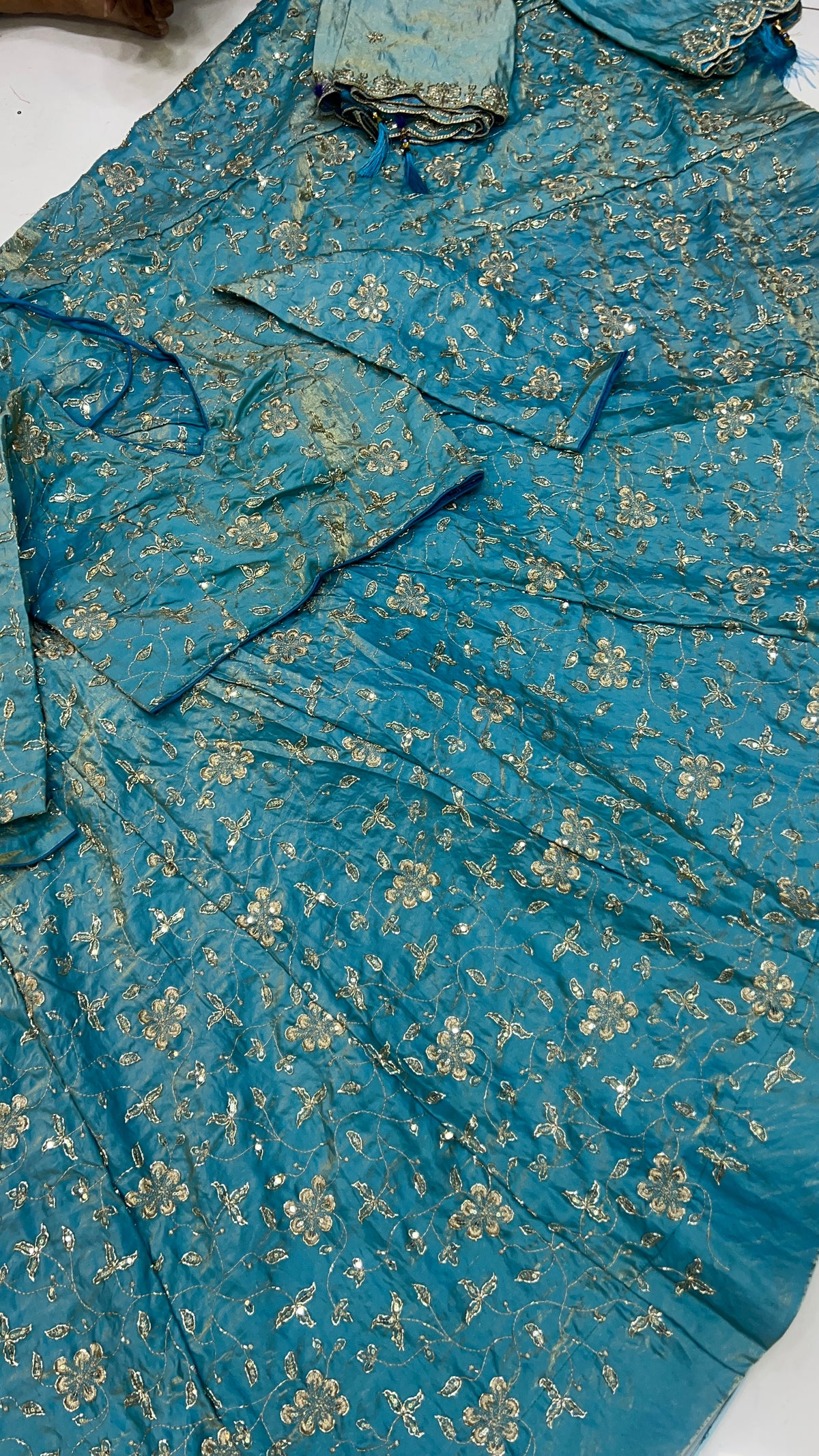 6mtr gher (Flair) 16kali Semi beads Lehnga Set