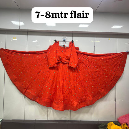 8Mtr Flair Rayon Sequence Buti Worked Lehenga Blouse Set