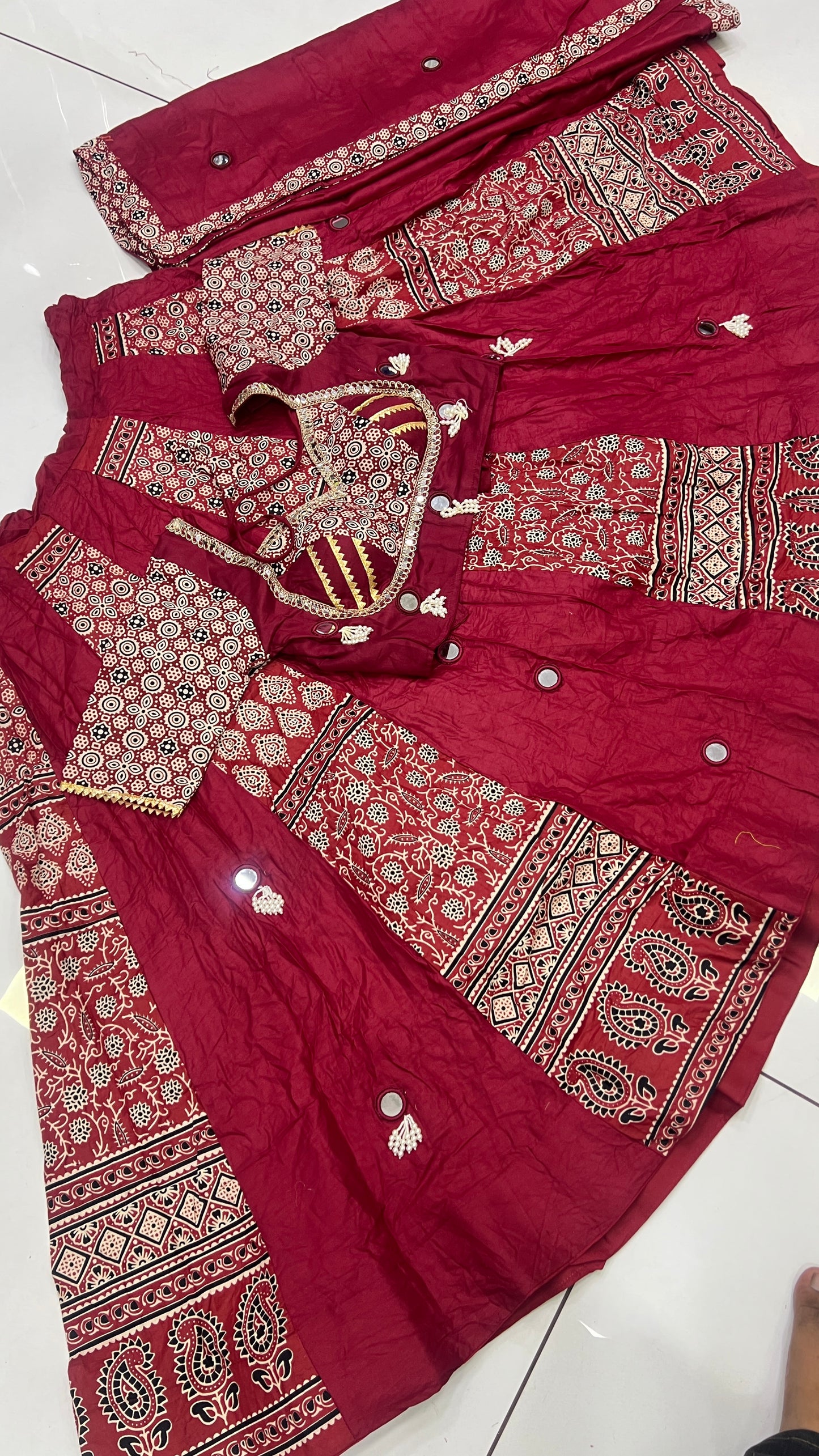 Heavy Beads Latkan Ajrak Lehnga Set