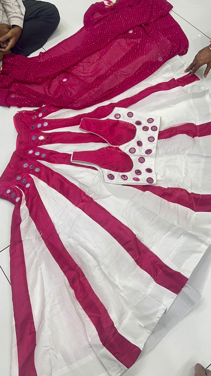 1199rs offer Sheesha silk 6mtr flair mirror work