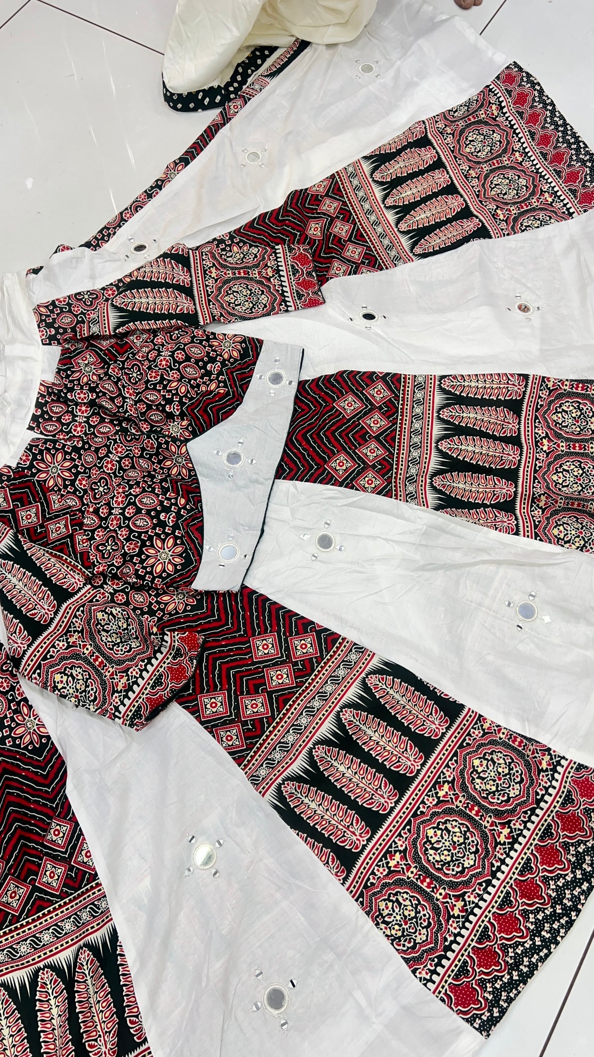 Heavy Ajrak Kali Lehnga Blouse Set