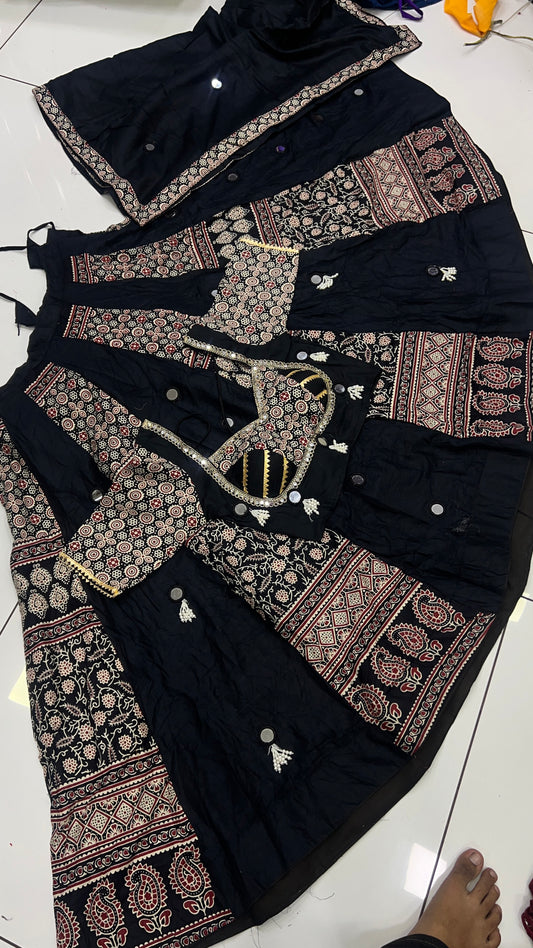 Heavy Beads Latkan Ajrak Lehnga Set