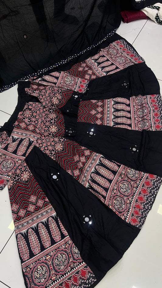 Heavy Ajrak Kali Lehnga Blouse Set
