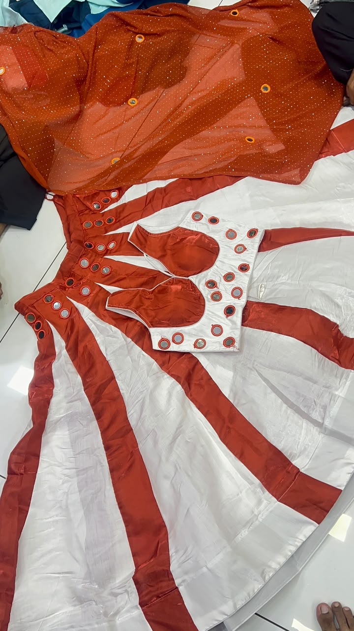 1199rs offer Sheesha silk 6mtr flair mirror work