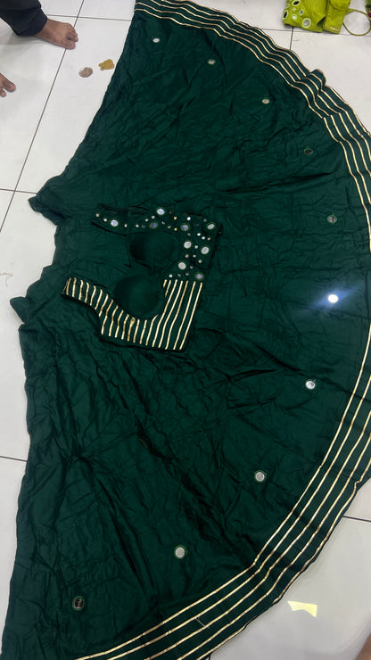 8Mtr Flair Heavy Mirror Designer Blouse And 20Kali Lehnga Set