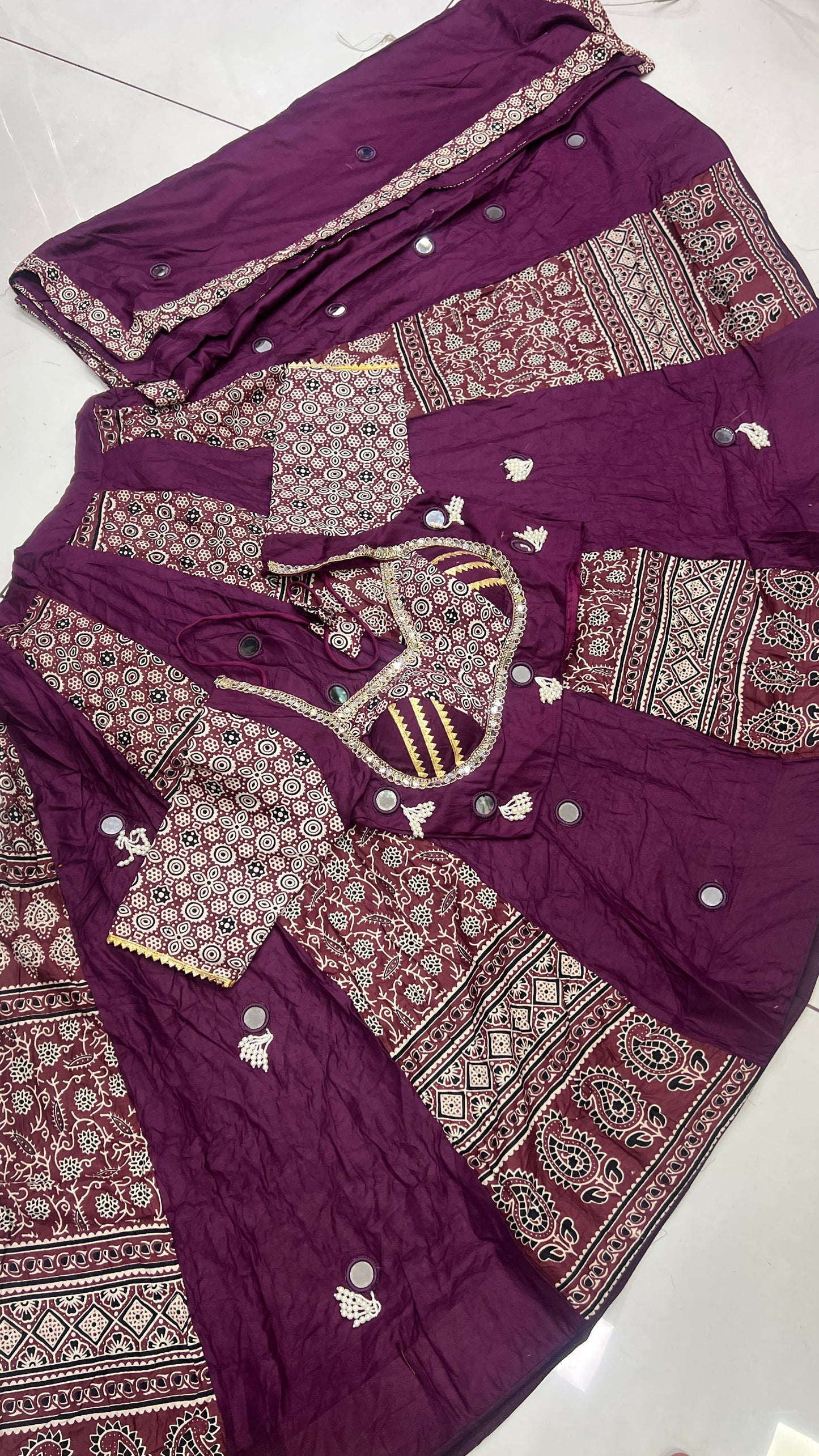 Heavy Beads Latkan Ajrak Lehnga Set