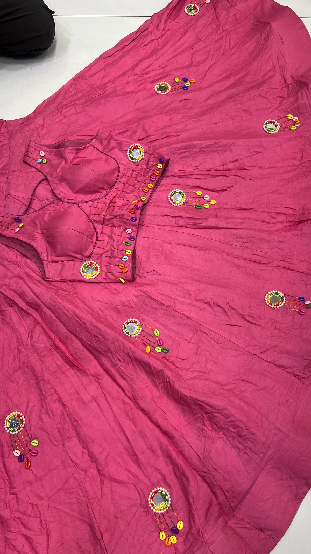 Heavy Handwork Moto Mirror Lehnga Blouse set