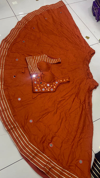 8Mtr Flair Heavy Mirror Designer Blouse And 20Kali Lehnga Set