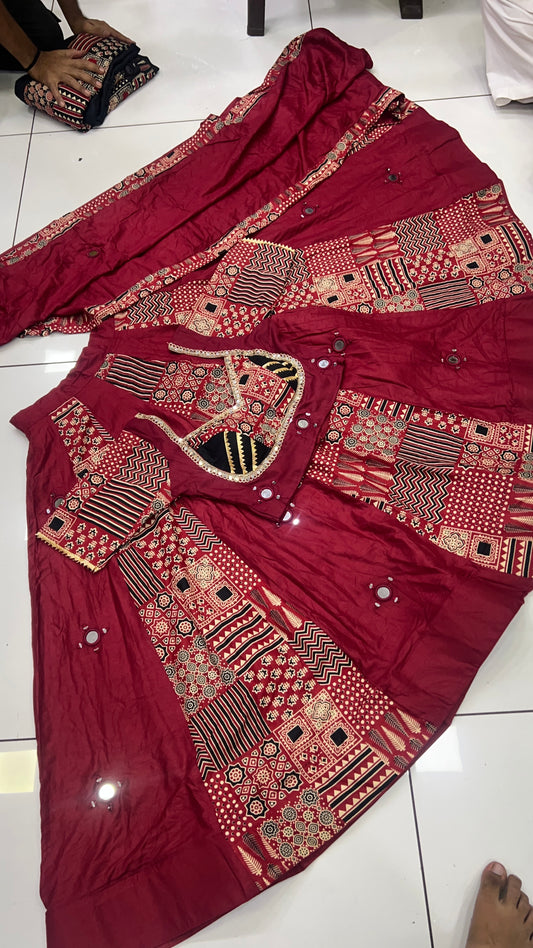 Ajrak Heavy Mirror work Lehnga set