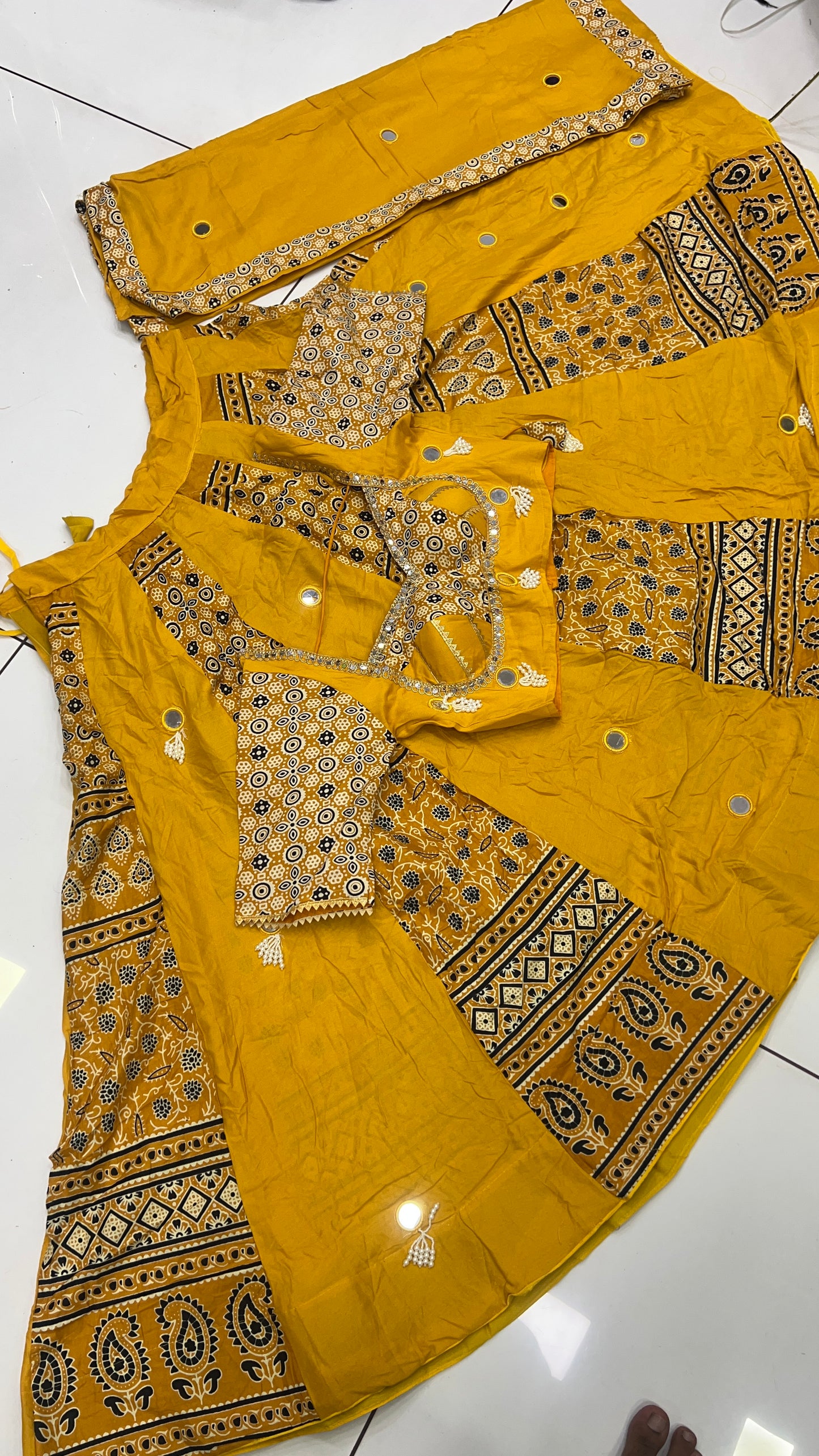 Heavy Beads Latkan Ajrak Lehnga Set
