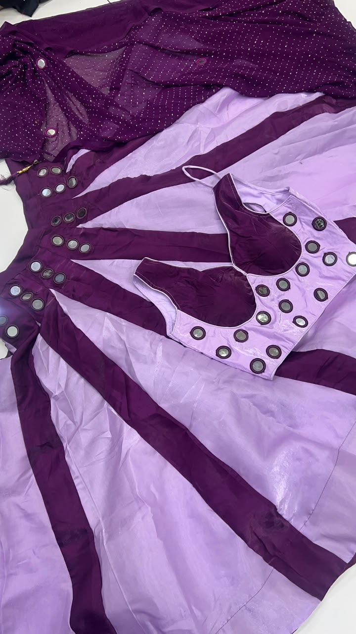 1199rs offer Sheesha silk 6mtr flair mirror work