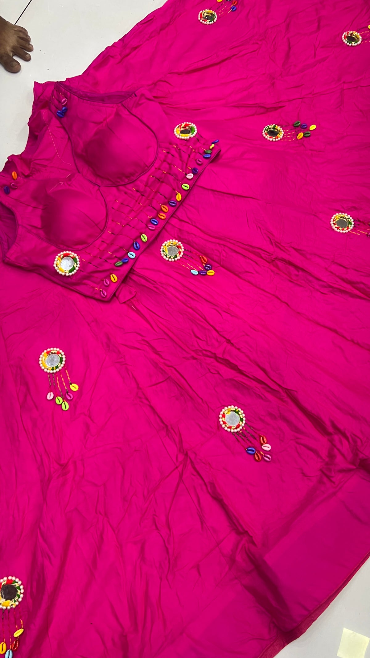 Heavy Handwork Moto Mirror Lehnga Blouse set