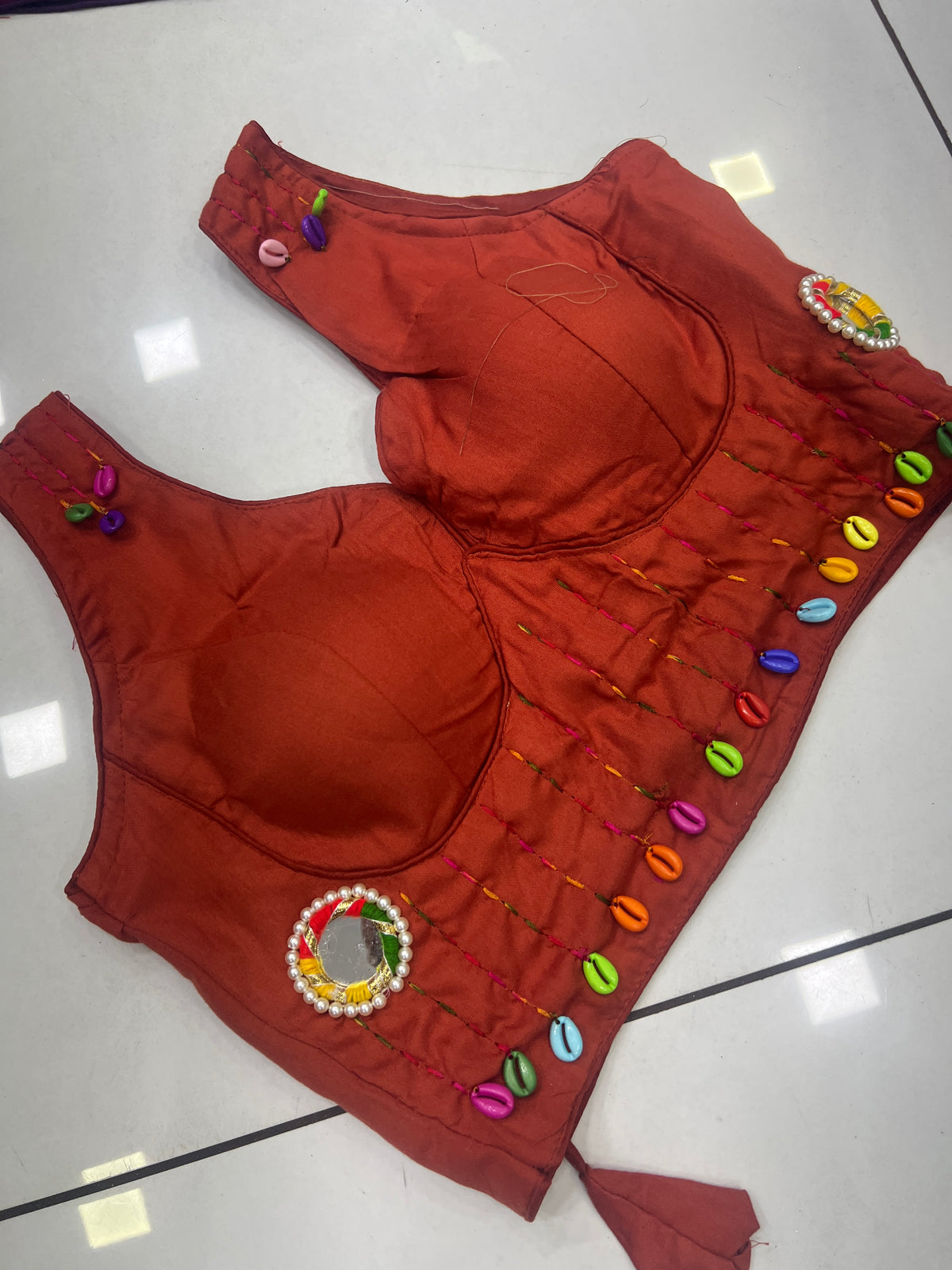 Heavy Handwork Moto Mirror Lehnga Blouse set