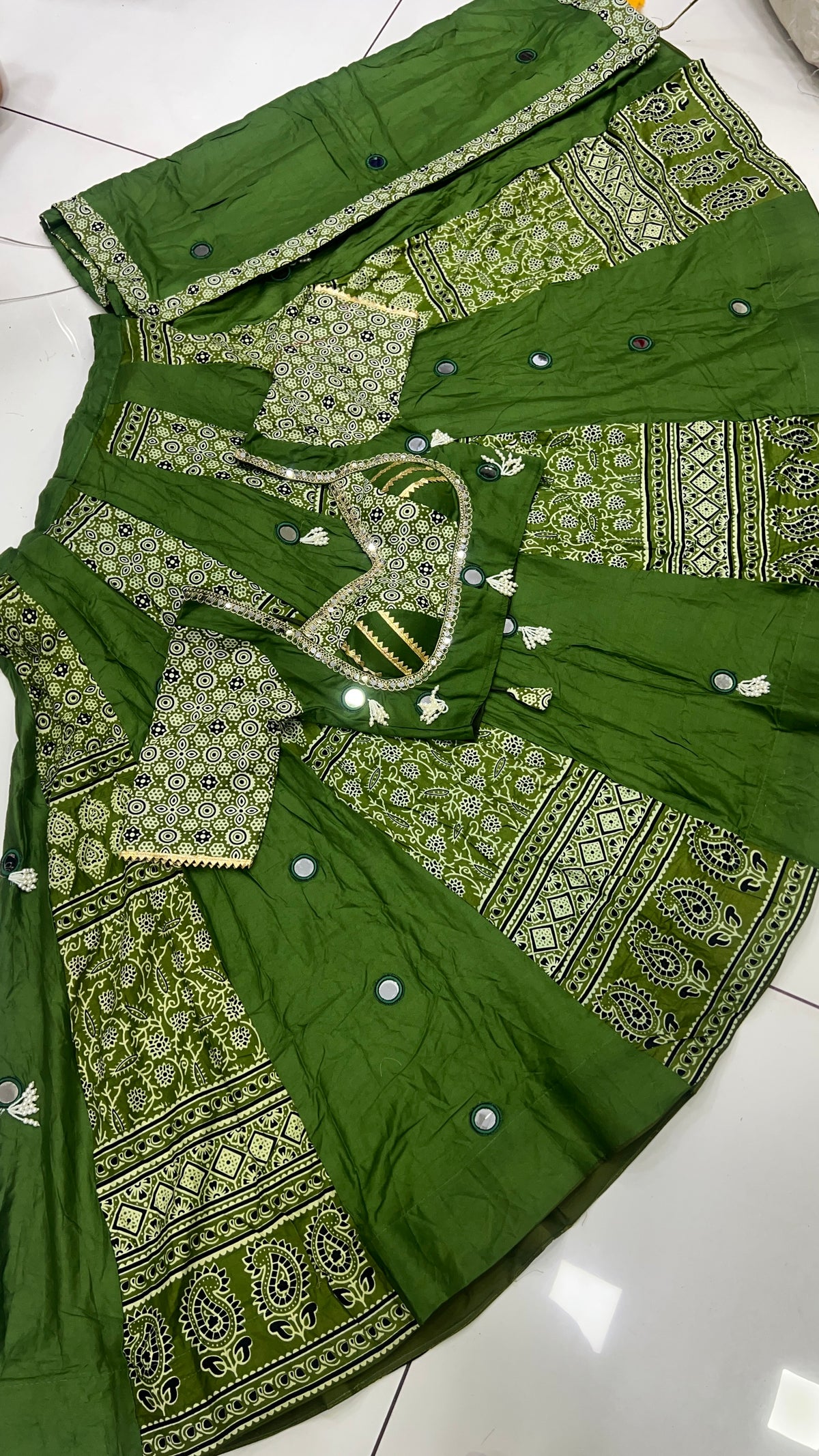 Heavy Beads Latkan Ajrak Lehnga Set