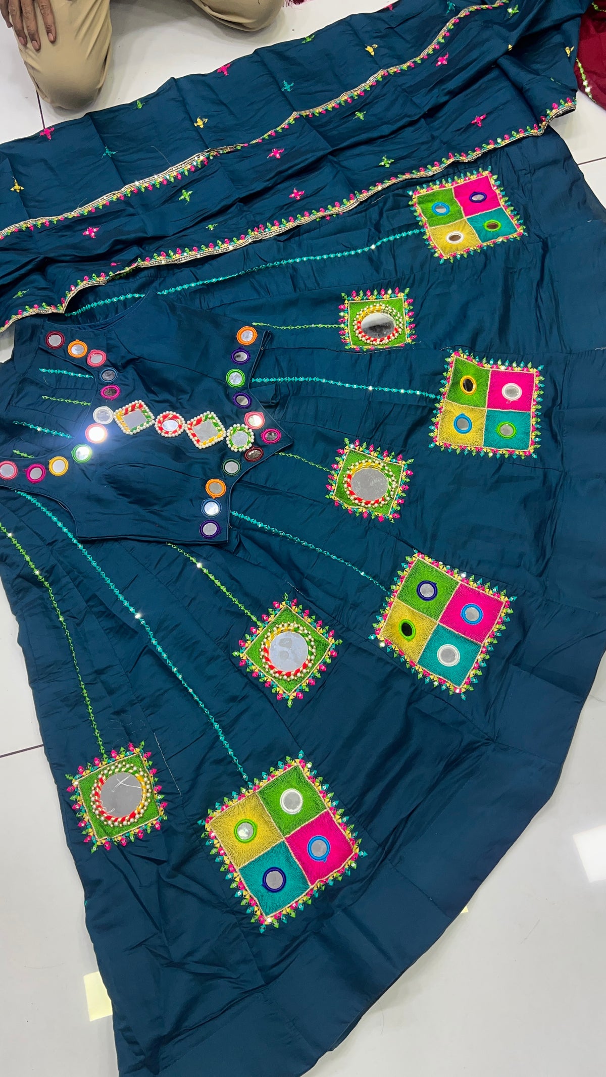 Heavy Orginal Mirror Thread work Lehnga set
