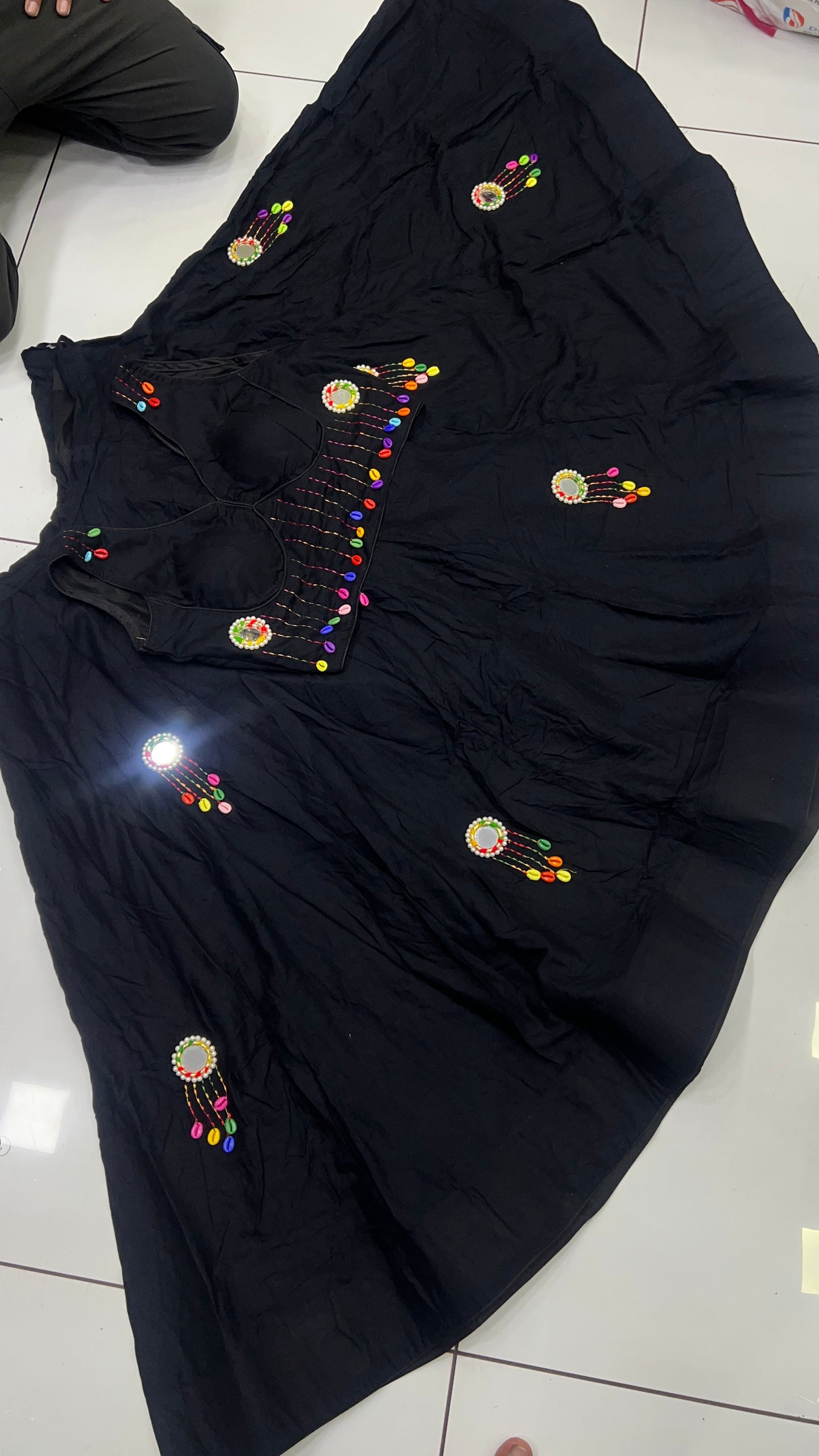 Heavy Handwork Moto Mirror Lehnga Blouse set