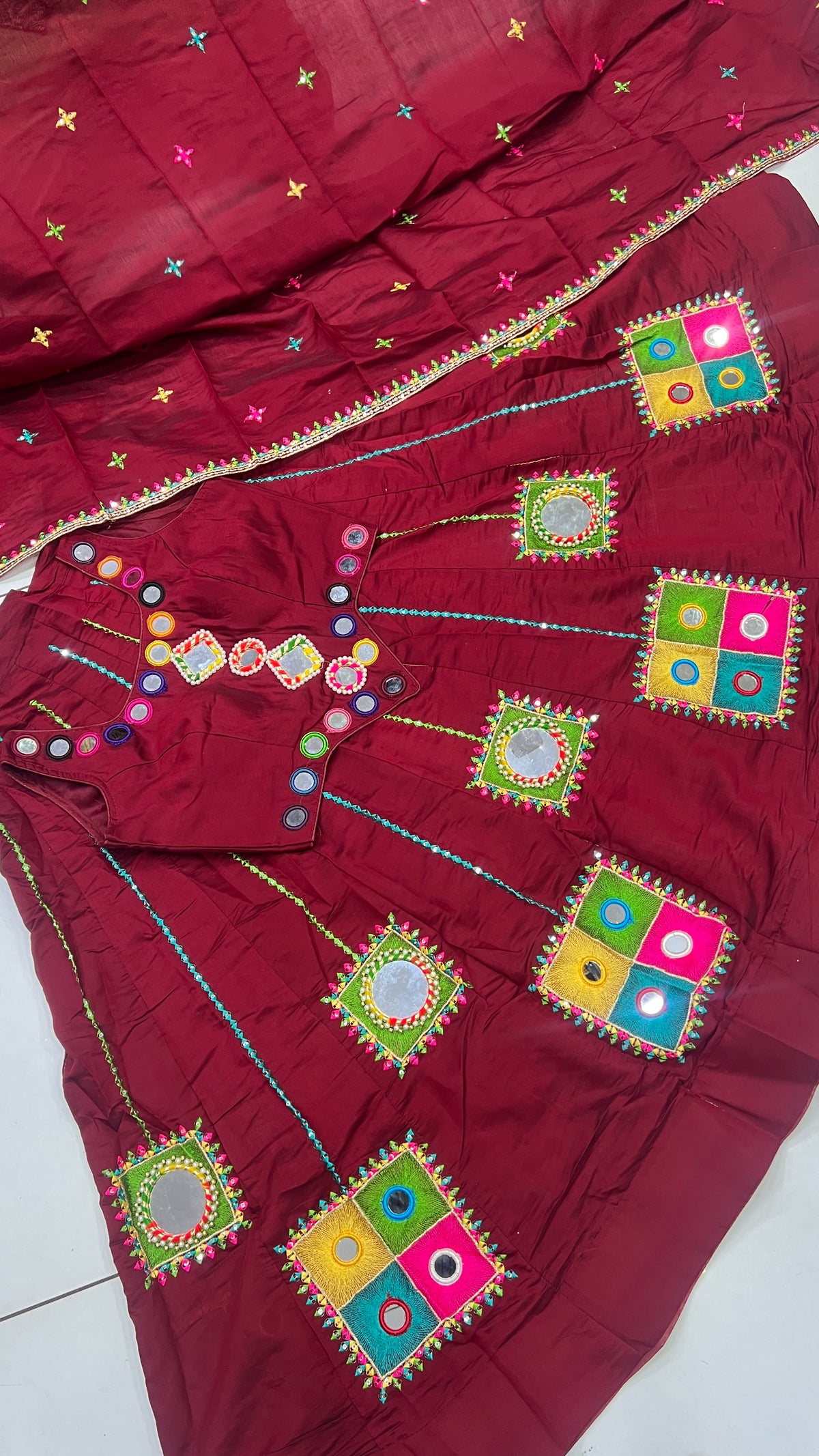 Heavy Orginal Mirror Thread work Lehnga set