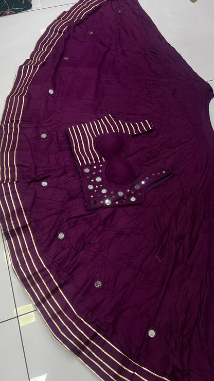 8Mtr Flair Heavy Mirror Designer Blouse And 20Kali Lehnga Set