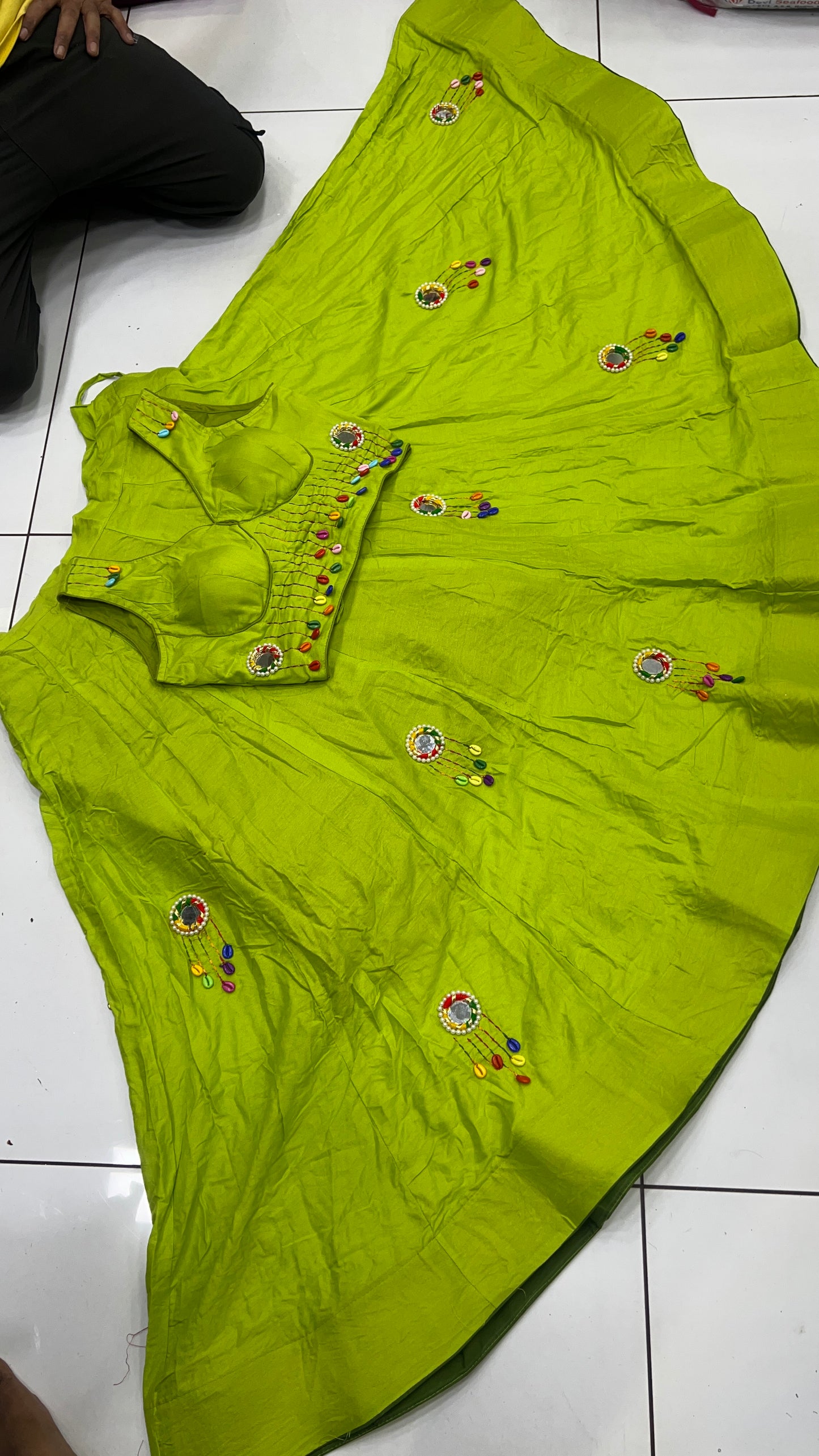 Heavy Handwork Moto Mirror Lehnga Blouse set