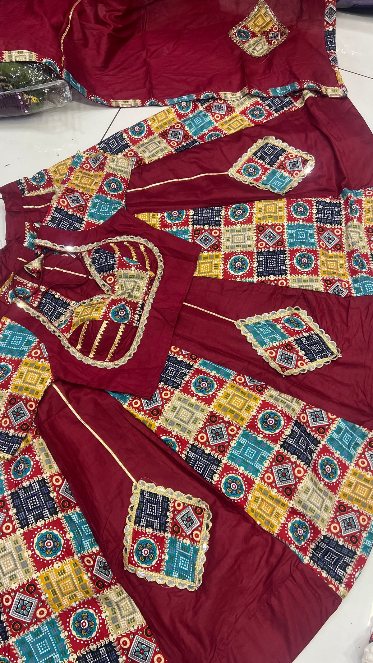 Mirror work Gota Patch Lehnga Set