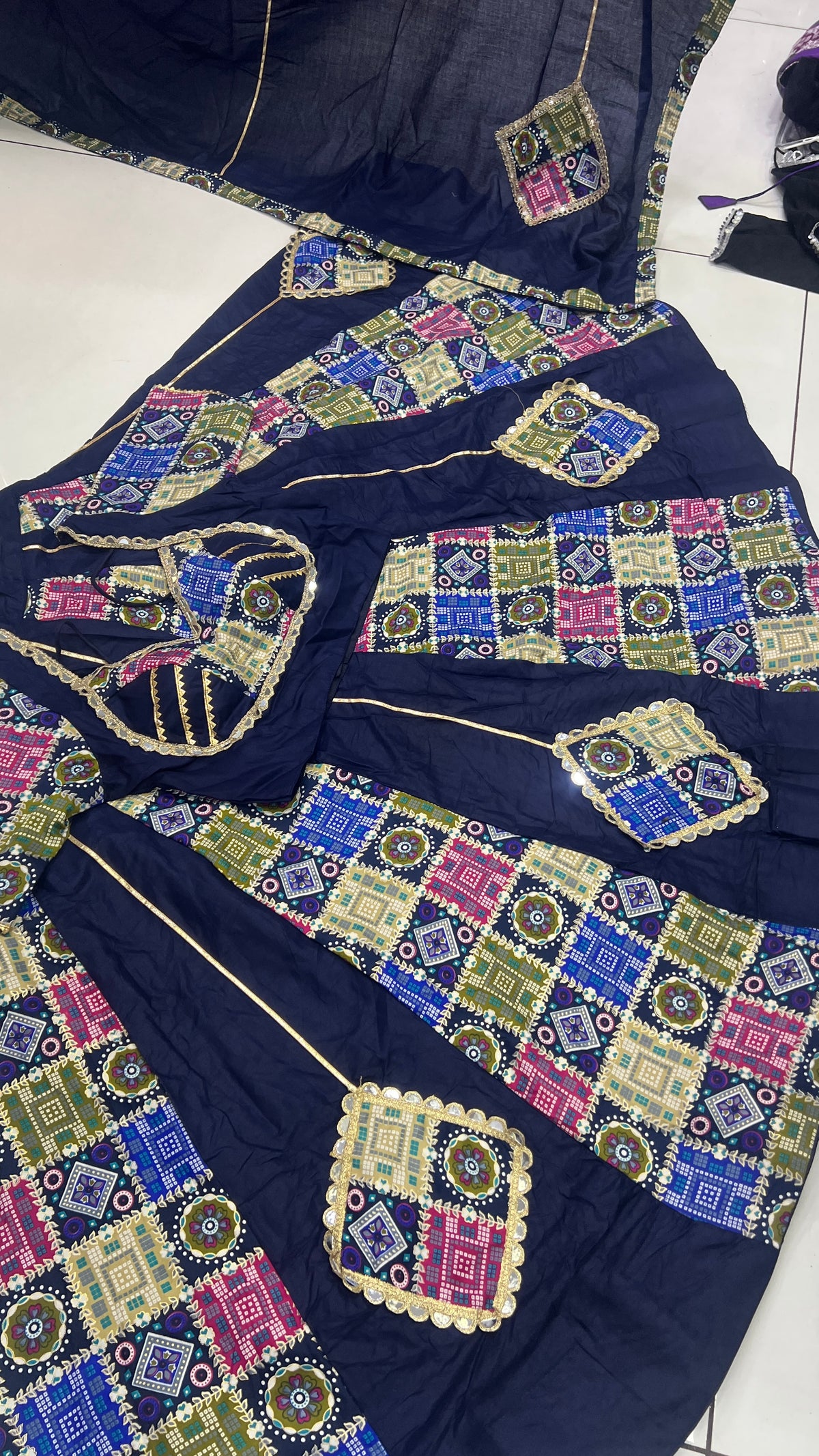 Mirror work Gota Patch Lehnga Set