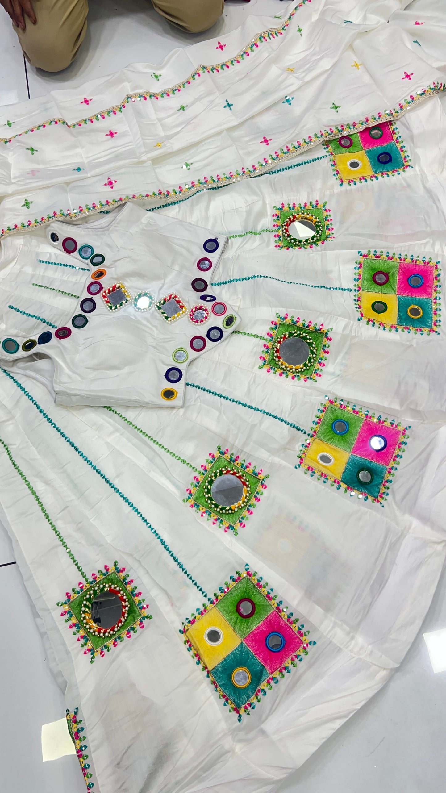 Heavy Orginal Mirror Thread work Lehnga set