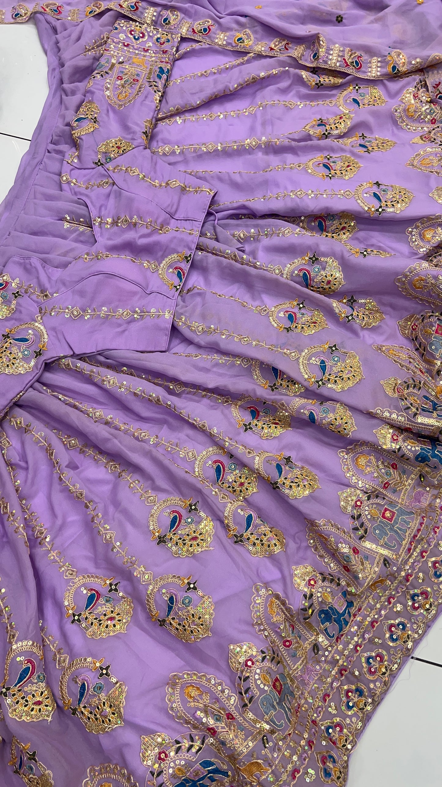 Heavy Embroidered with CAN CAN Lehenga, Blouse and Dupatta Set