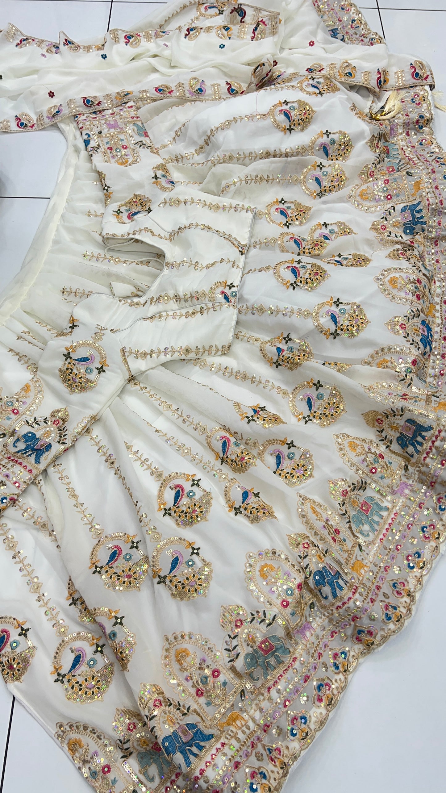 Heavy Embroidered with CAN CAN Lehenga, Blouse and Dupatta Set