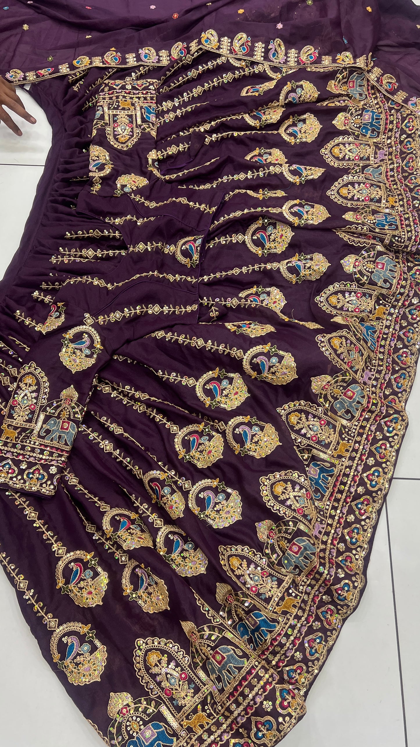 Heavy Embroidered with CAN CAN Lehenga, Blouse and Dupatta Set