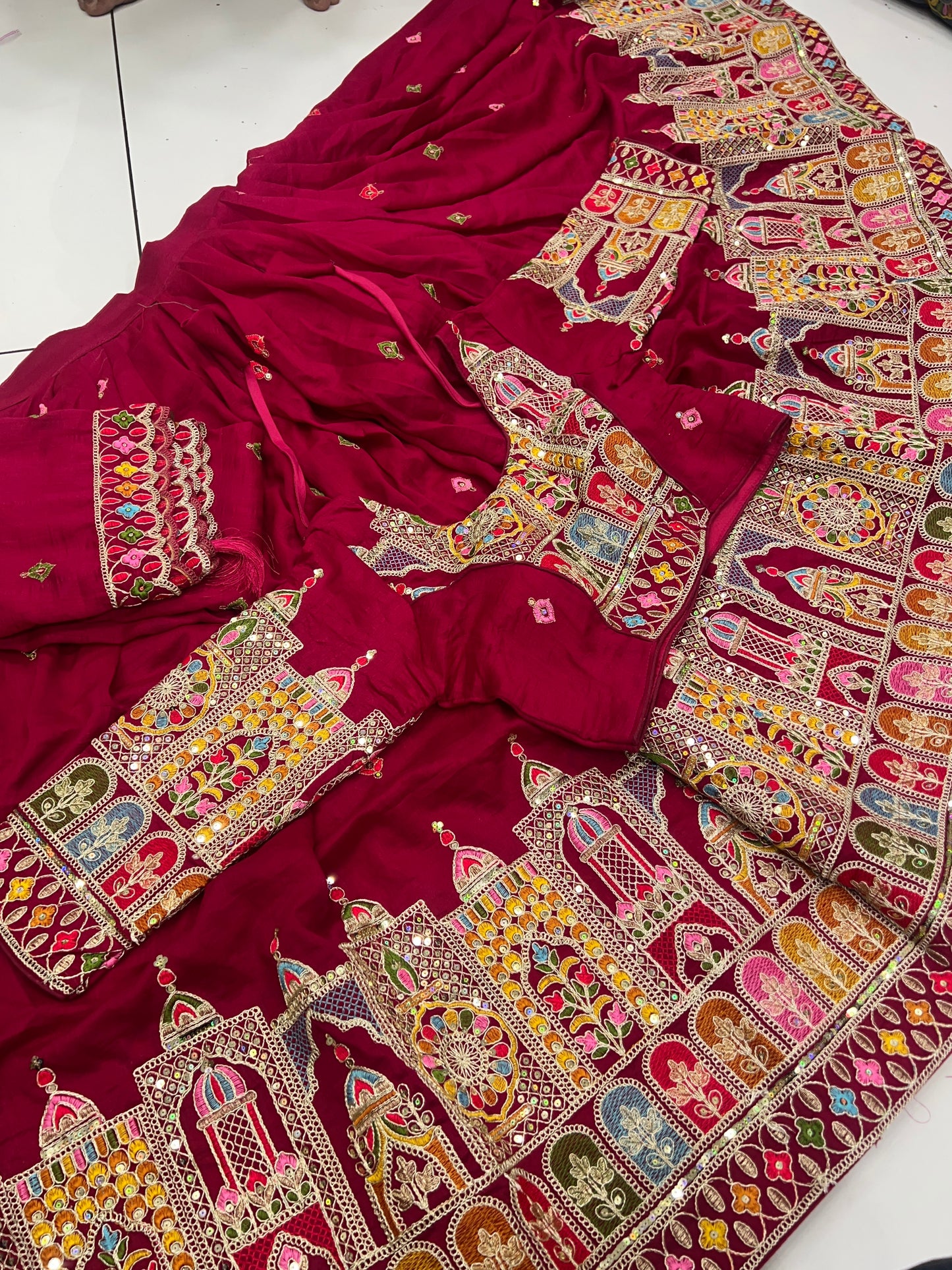 6mtr flair heavy Multy Sequence Worked Lehnga blouse duppata set