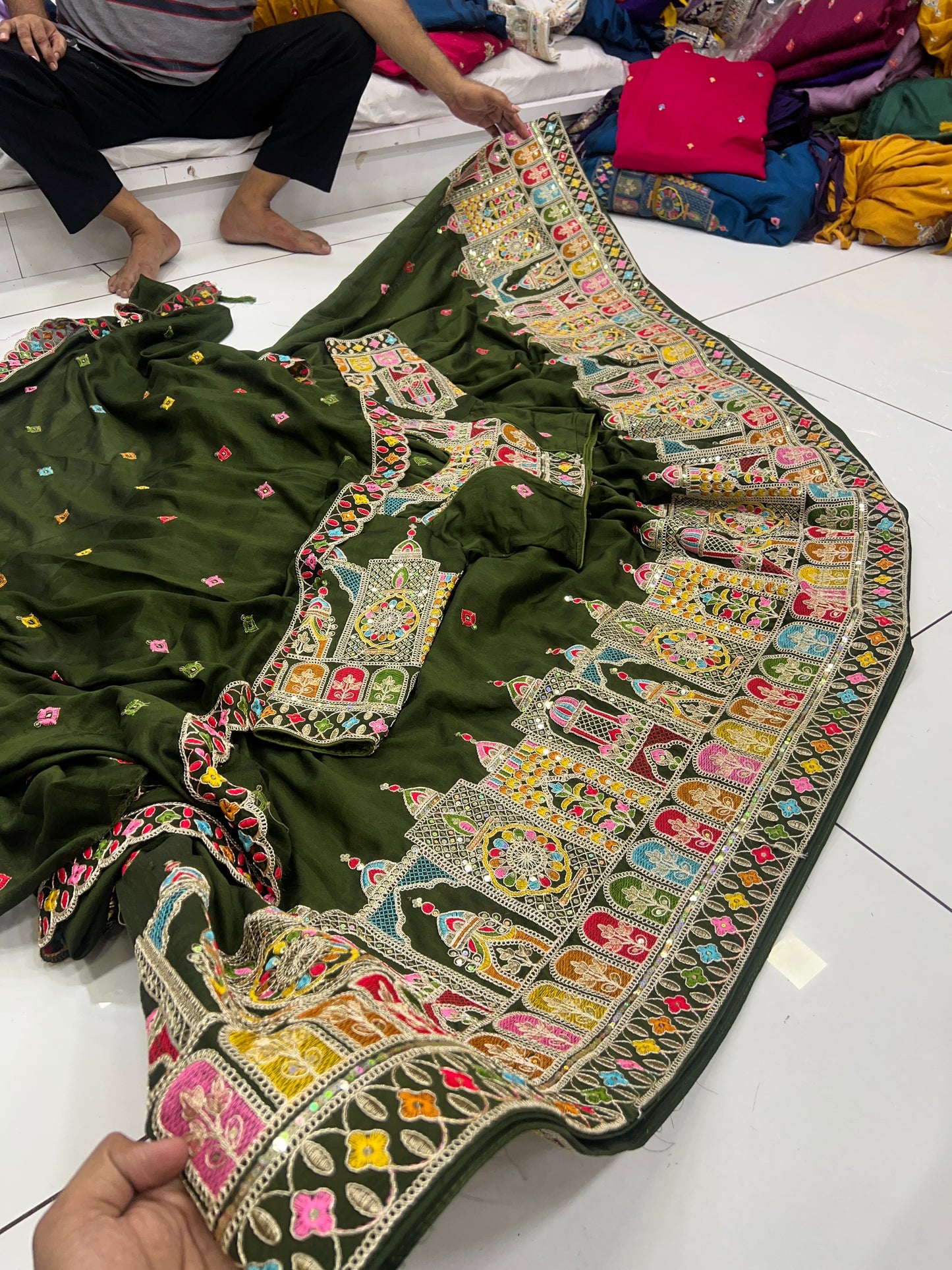 6mtr flair heavy Multy Sequence Worked Lehnga blouse duppata set