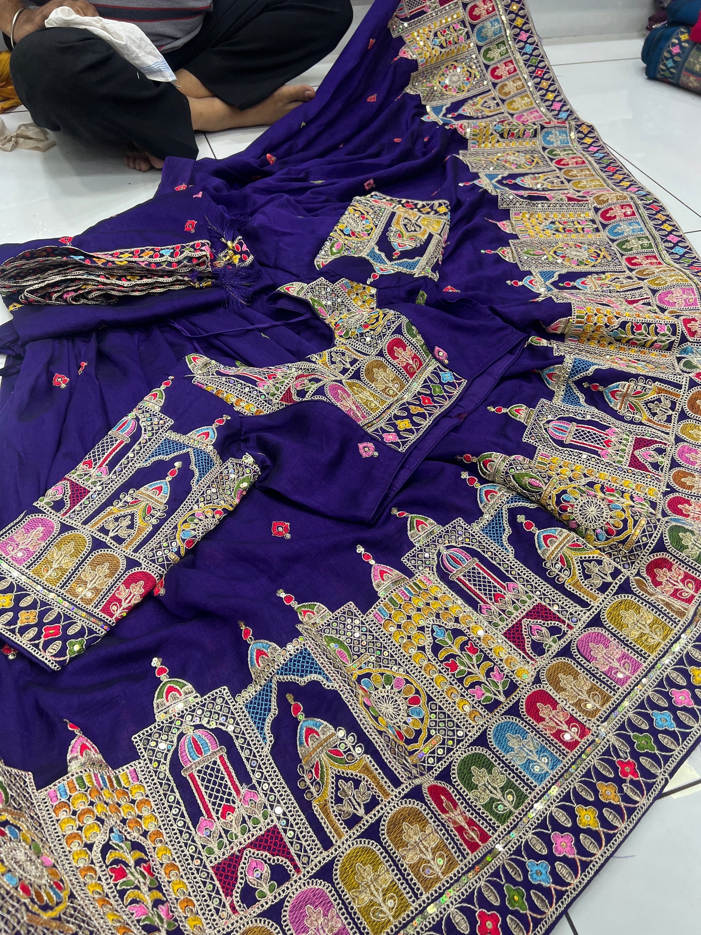 6mtr flair heavy Multy Sequence Worked Lehnga blouse duppata set
