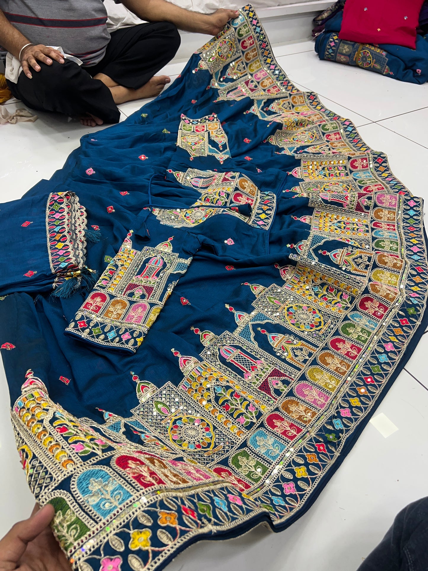 6mtr flair heavy Multy Sequence Worked Lehnga blouse duppata set