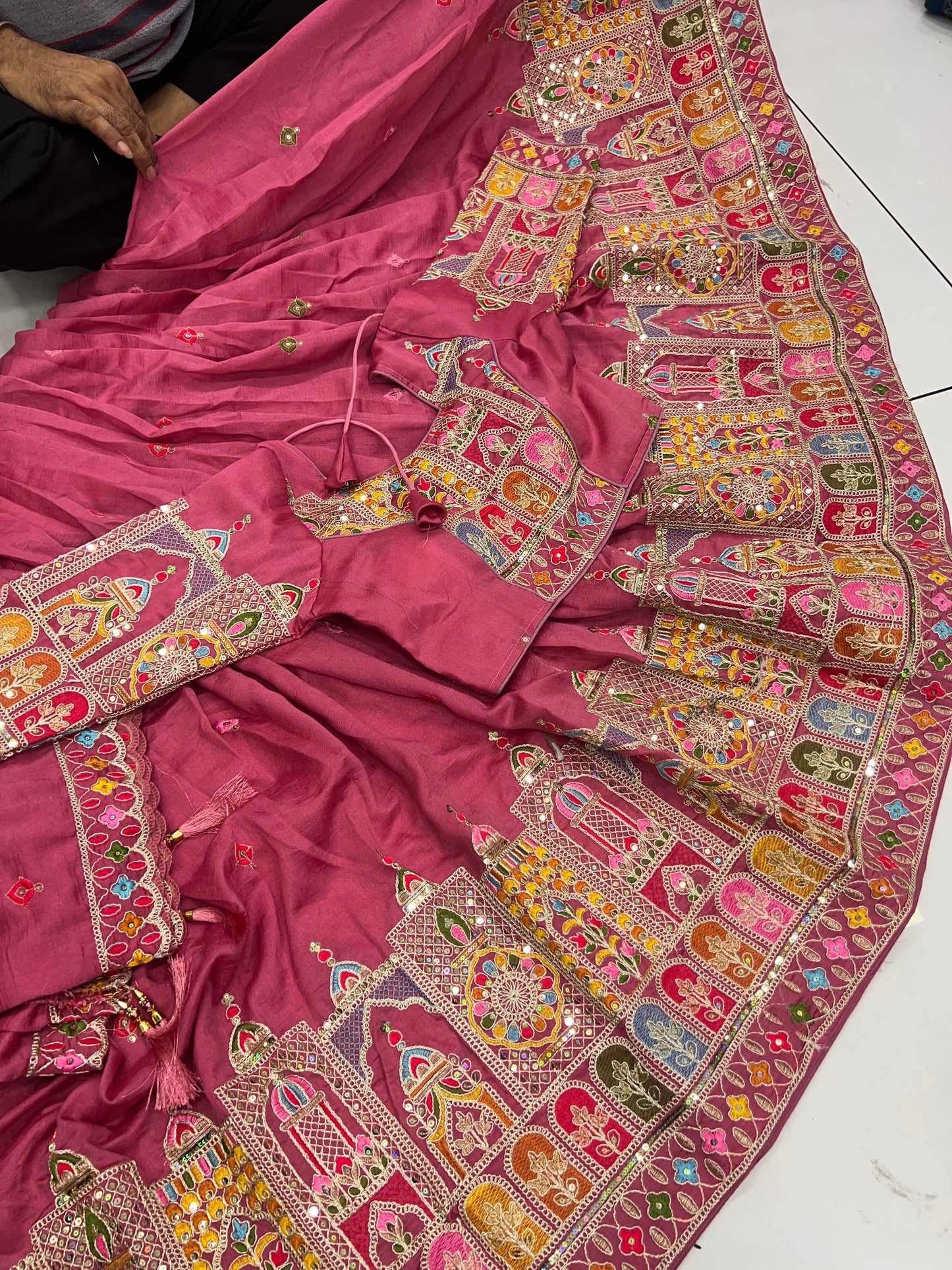 6mtr flair heavy Multy Sequence Worked Lehnga blouse duppata set