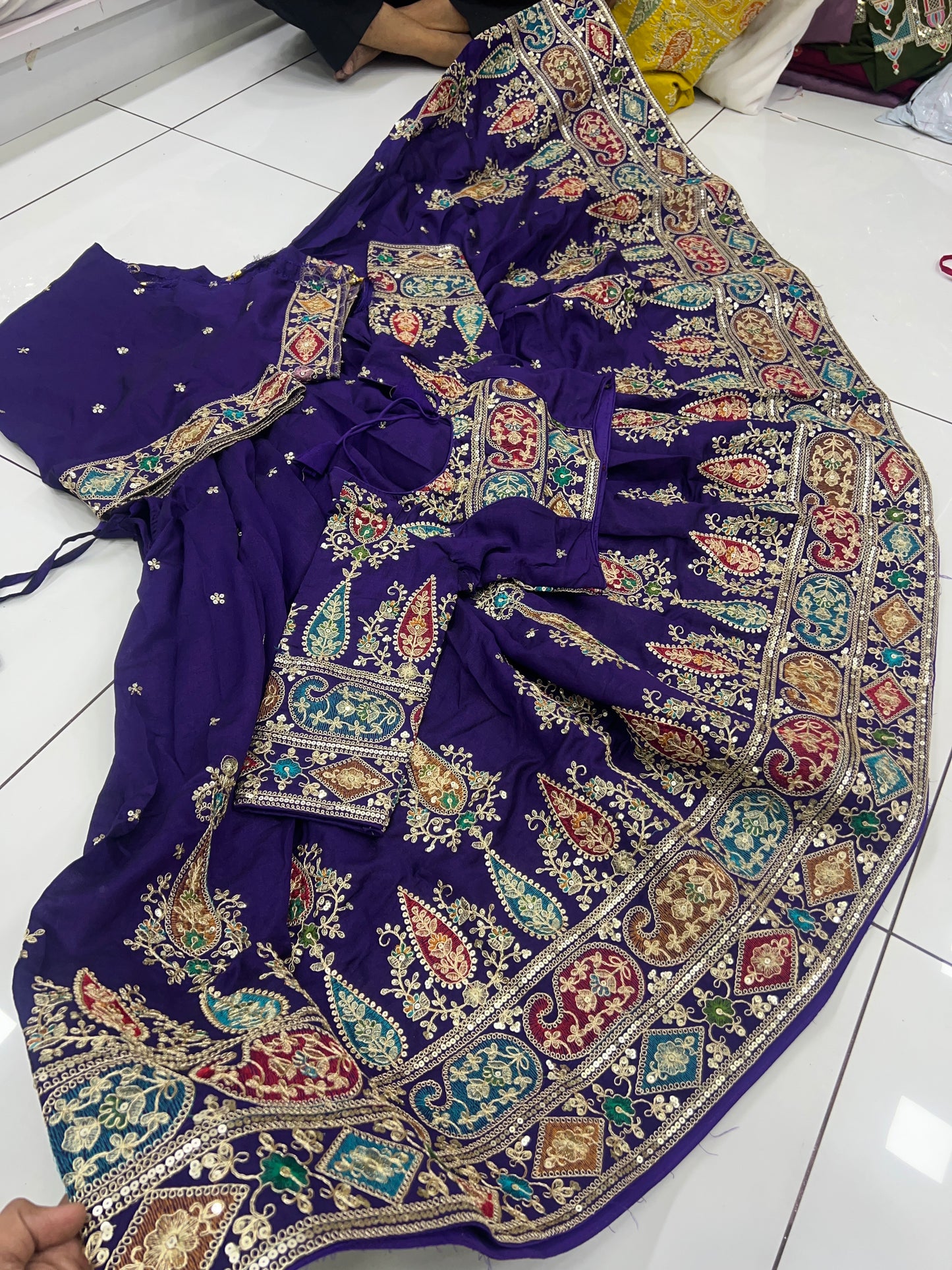 6mtr flair Multy silk Heavy Worked Lehnga Blouse And Duppata set