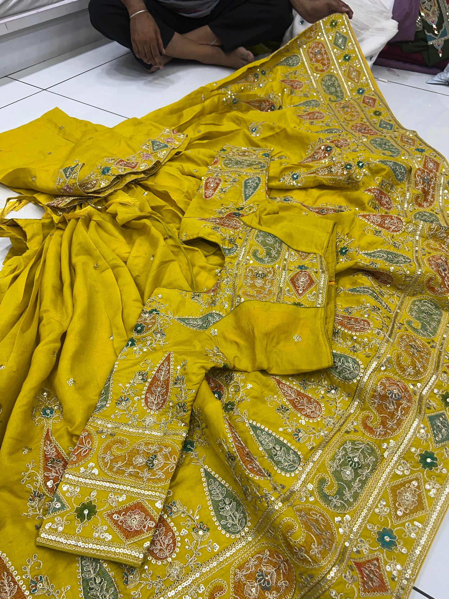 6mtr flair Multy silk Heavy Worked Lehnga Blouse And Duppata set