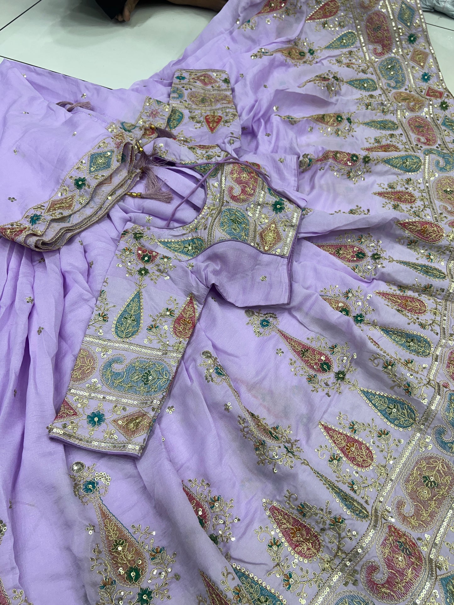 6mtr flair Multy silk Heavy Worked Lehnga Blouse And Duppata set