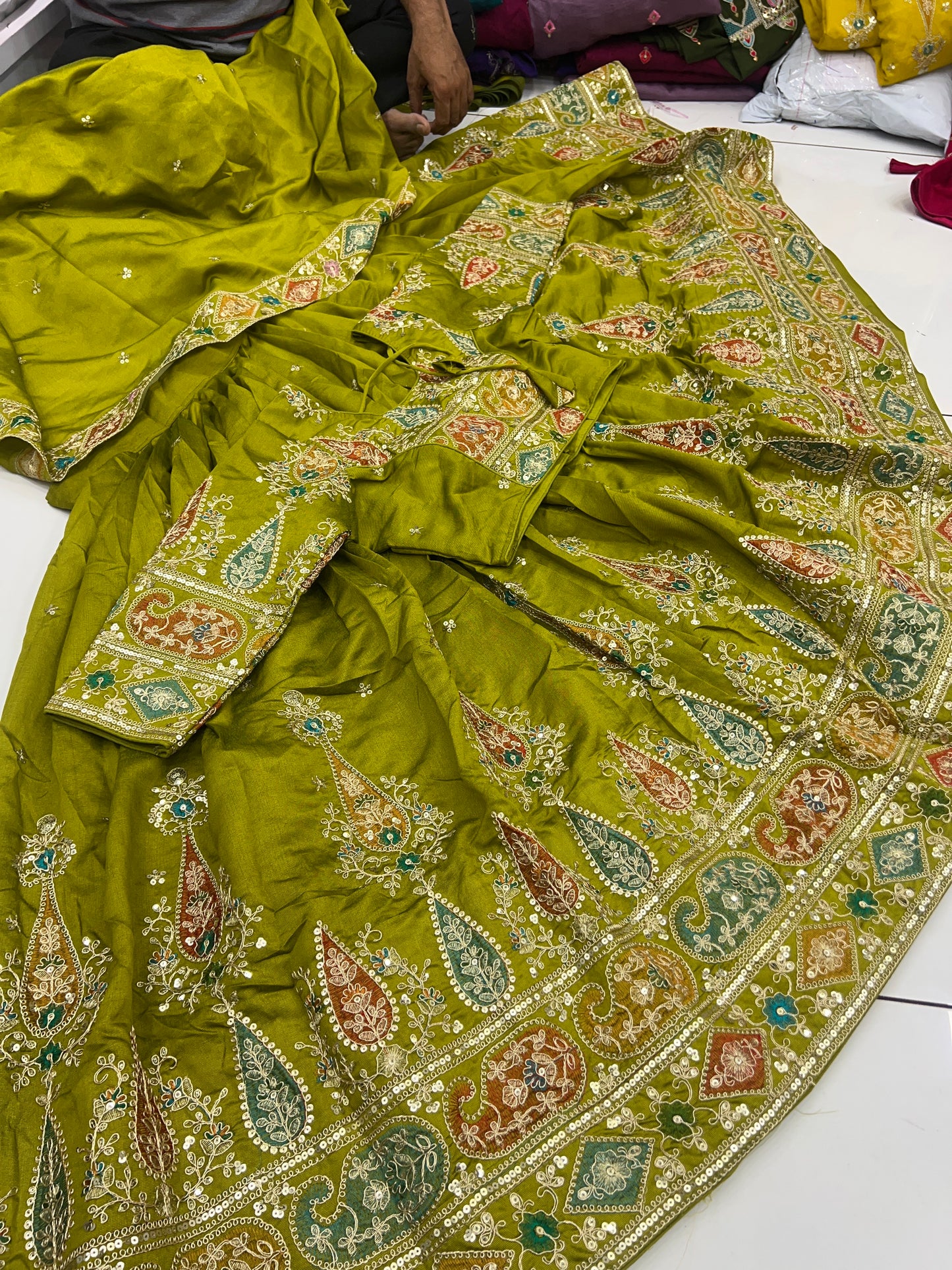6mtr flair Multy silk Heavy Worked Lehnga Blouse And Duppata set