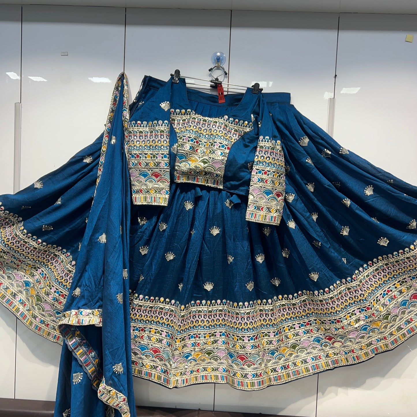 6mtr flair Pannel intricate embroidery worked Lehnga set