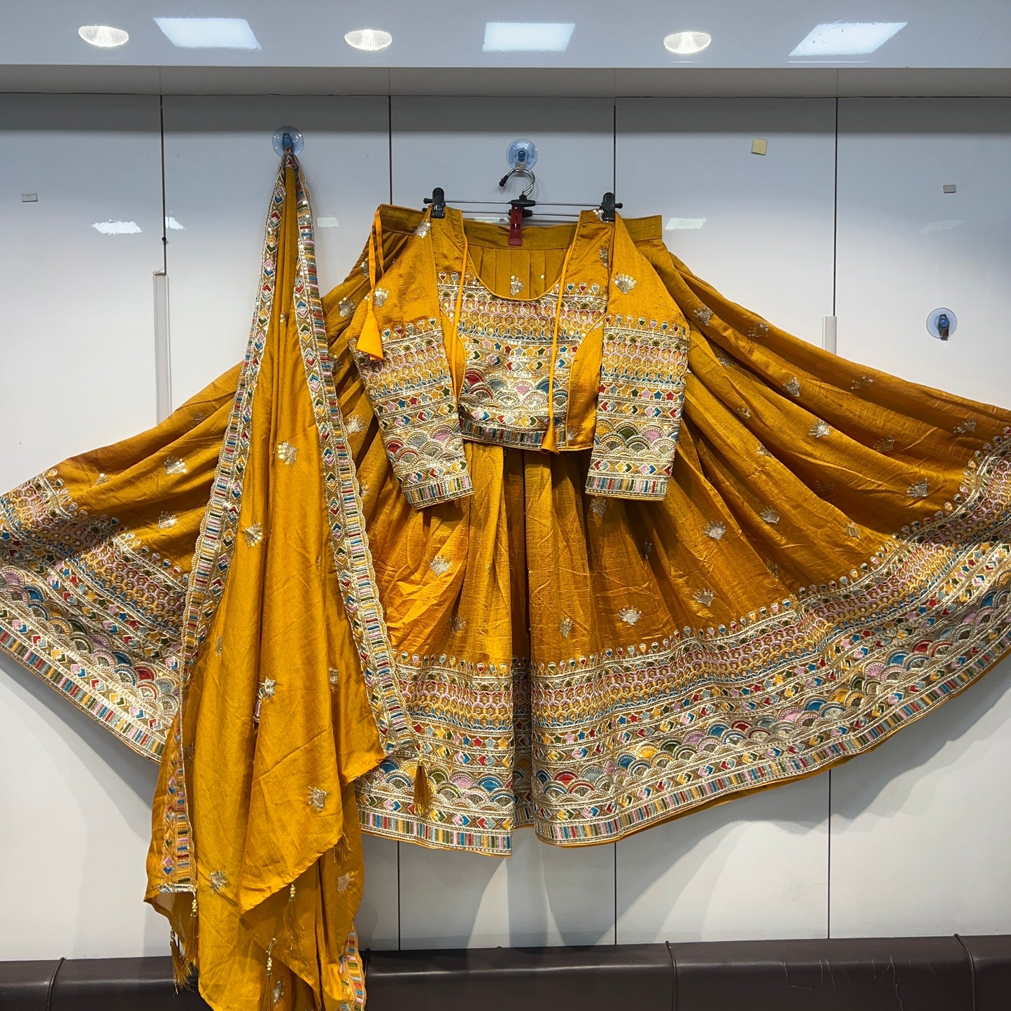 6mtr flair Pannel intricate embroidery worked Lehnga set